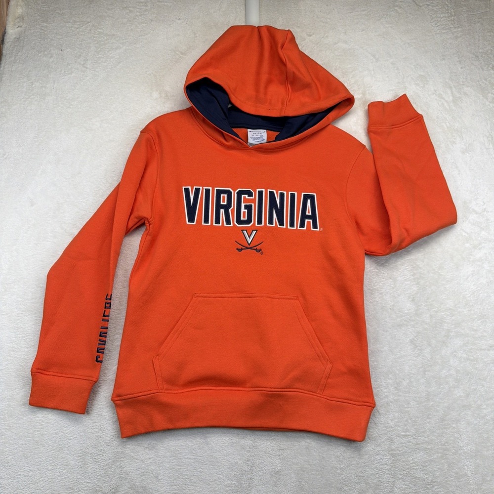Virginia Cavaliers Hoodie Youth M 7-8 Champion Orange UVA Pullover NWT - Picture 1 of 11
